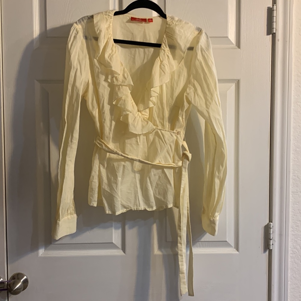 Oscar by ODLR yellow wrap blouse